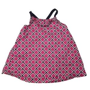 Gymboree Girls Top Size 6 Pink White Dark Blue Print Cotton Tank Top